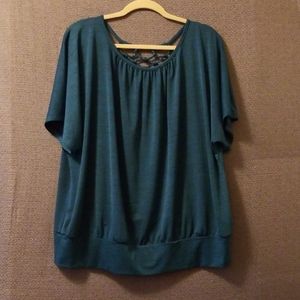 Alyx teal shimmer knit blouse